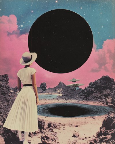 Frau beobachtet kosmischen Horizont von Samantha Hearn