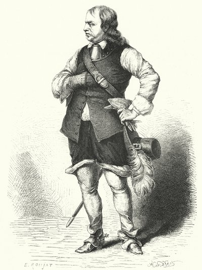 Oliver Cromwell, Lordprotektor des Commonwealth (Stich) von Samuel (after) Cooper