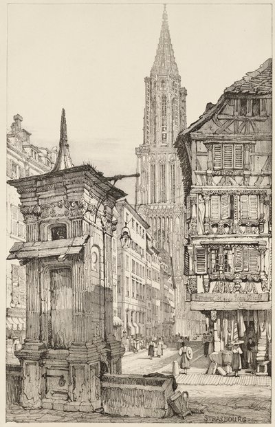 Die Rue Mercière und die Westfassade des Straßburger Münsters von Samuel (after) Prout