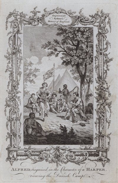Alfred, verkleidet als Harfner, betrachtet das dänische Lager von Samuel (after) Wale