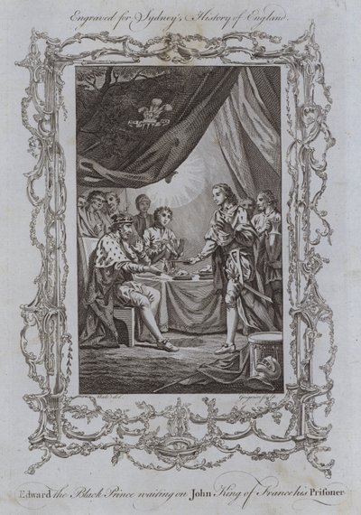 Edward der Schwarze Prinz bedient Johann König von Frankreich, seinen Gefangenen von Samuel (after) Wale