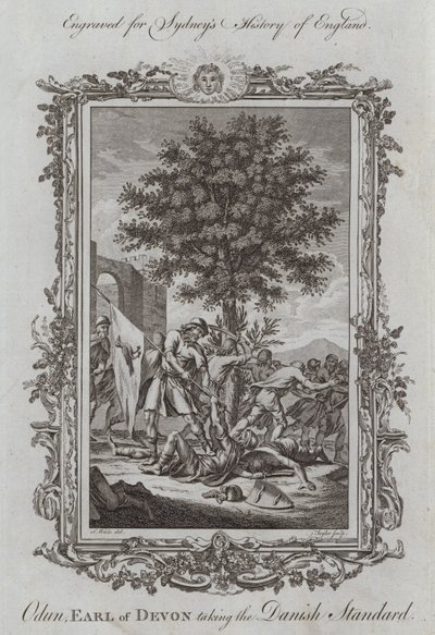 Odun, Graf von Devon, erobert das dänische Banner (Gravur) von Samuel (after) Wale