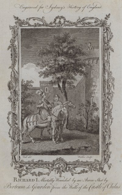 Richard I. wird tödlich von einem Pfeil getroffen, der von Bertram de Gourdon von den Mauern der Burg Chalus abgeschossen wurde von Samuel (after) Wale
