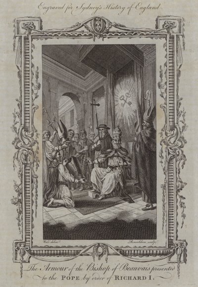 Die Rüstung des Bischofs von Beauvais wird auf Befehl von Richard I. dem Papst überreicht von Samuel (after) Wale