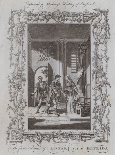 Das erste Treffen von Edgar und Elfrida (Gravur) von Samuel (after) Wale