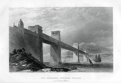 Die Britannia-Röhrenbrücke über die Menai-Straße, Wales, 1886 von Samuel Bradshaw