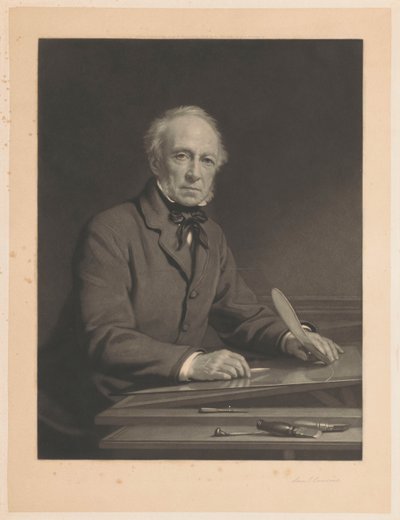 Porträt von Samuel Cousins, der an einem Druck arbeitet von Samuel Cousins (signed by artist)