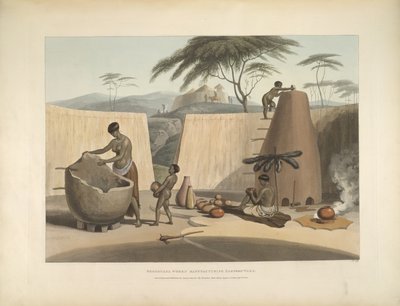 Booshuana-Frauen stellen Töpferwaren her, Illustration aus 