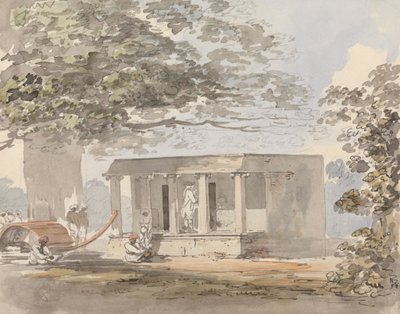 Ein europäischer Gentleman betritt einen Bungalow in Indien von Samuel Davis