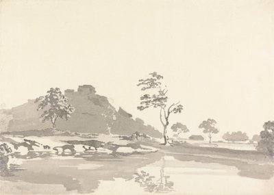 Flusslandschaft mit einer Festung auf einem Hügel in der mittleren Entfernung von Samuel Davis