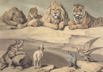 Ein Eber, ein Leopard, ein Löwe, ein Tiger, ein Wolf, ein Widder und zwei Adler von Samuel Howitt
