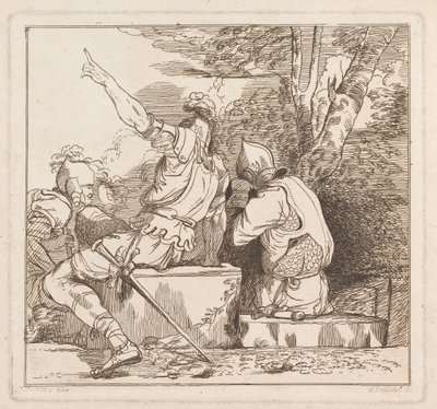 Drei Radierungen auf einem Blatt: Drei Soldaten von Samuel Ireland