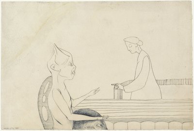 Zwei Fantasiefiguren, die aufeinander zeigen von Samuel Jessurun de Mesquita
