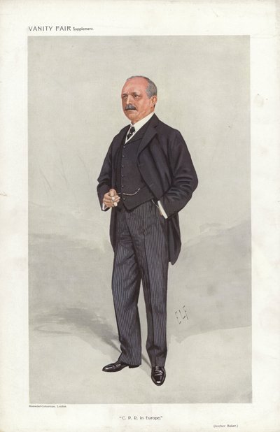 Archer Baker, C P R in Europa, Vanity Fair Karikatur (Farblithografie) von Samuel Luke (after) Fildes