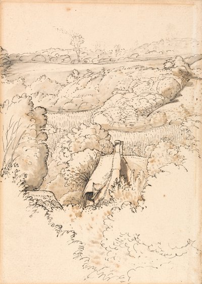Ein Cottage unter Bäumen, Shoreham von Samuel Palmer