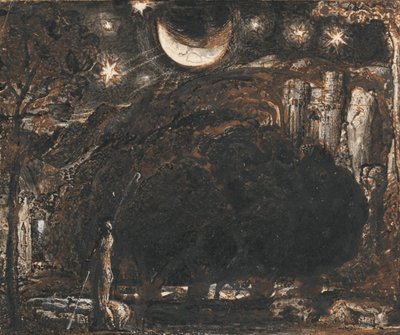 Ein Schäfer und seine Herde unter Mond und Sternen von Samuel Palmer