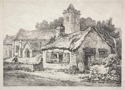 Eine Serie antiker Gebäude und ländlicher Hütten im Norden Englands: Ayton, 1821 von Samuel Prout