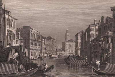 Gondeln auf dem Canal Grande, Venedig, Venetien, Italien, Stahlstich nach einer Zeichnung von Samuel Prout von Samuel Prout
