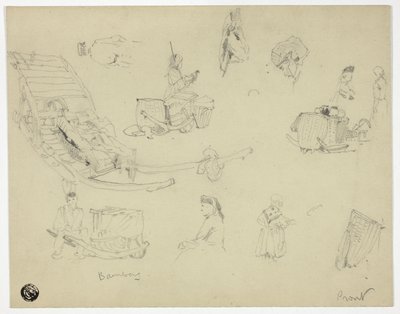 Skizzen von Figuren, Schlitten in Bambarg von Samuel Prout