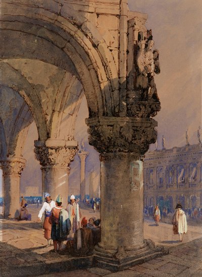 Die Kolonnade des Dogenpalastes, Venedig von Samuel Prout