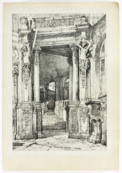 Zwingerpalast, Dresden, aus Faksimiles von Skizzen in Flandern und Deutschland von Samuel Prout