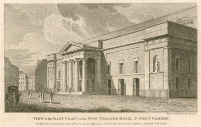 Ansicht der Ostfassade des neuen Theatre Royal, Covent Garden, London von Samuel Rawle