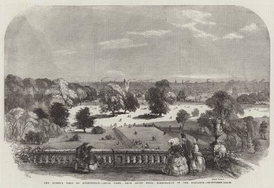 Der Besuch der Königin in Birmingham, Aston Park, von Aston Hall, Birmingham in der Ferne von Samuel Read