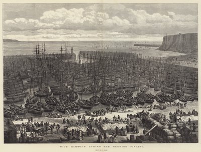 Wick Harbour während des Heringsfangs von Samuel Read