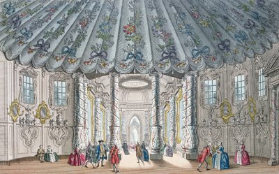 Innenansicht des eleganten Musikzimmers in den Vauxhall Gardens, graviert von H. Roberts, 1752 von Samuel Wale