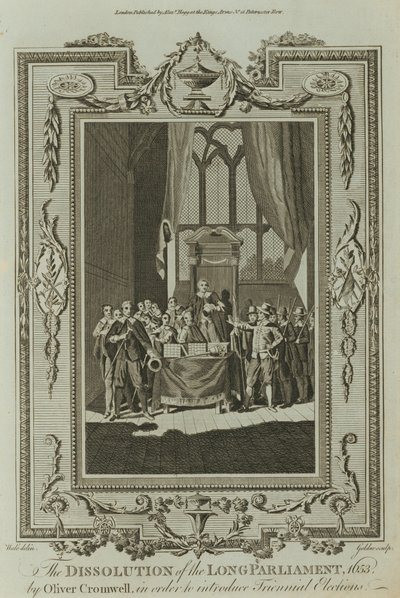 Die Auflösung des Langen Parlaments 1653 durch Oliver Cromwell (Gravur) von Samuel Wale