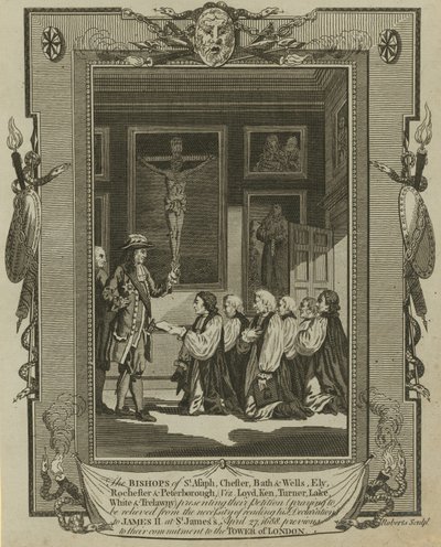 Die sieben Bischöfe überreichen König James II. ihre Petition in St. James