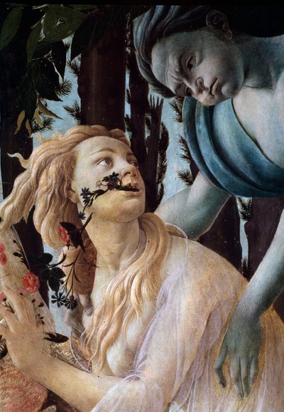 Der Frühling. Detail: Zephyr ergreift Chloris, die einen transparenten Schleier trägt von Sandro Botticelli