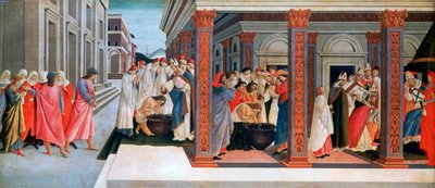 Vier Szenen aus dem frühen Leben des Heiligen Zenobius, ca. 1500 von Sandro Botticelli
