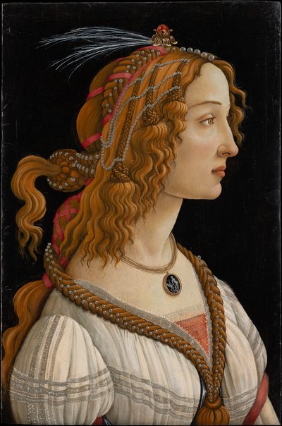 Idealisiertes Porträt einer Dame (Porträt von Simonetta Vespucci als Nymphe) von Sandro Botticelli