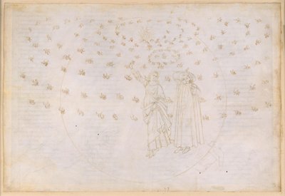 La Divina Commedia, Paradiso XXIII. Achte Sphäre (Fixsternhimmel): Vision vom Triumph Christi; Dante sieht Beatrice in ihrer wahren Gestalt; Der Marienreigen und die zwölf Apostel von Sandro Botticelli