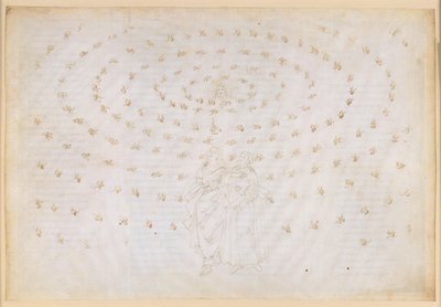 La Divina Commedia, Paradiso XXIV. Achte Sphäre (Fixsternhimmel): Beatrice bittet Petrus, ihren Schüler im wahren Glauben zu prüfen, der ersten theologischen Tugend; Dantes Glaubensbekenntnis von Sandro Botticelli