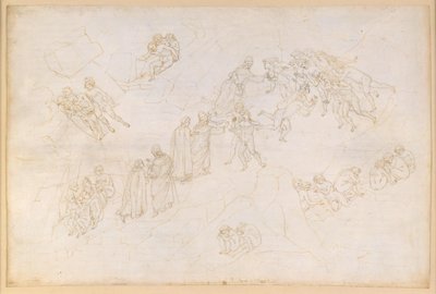 Die Göttliche Komödie, Purgatorio V. Vorpurgatorium, Mittelzone: Säumige, die infolge eines Gewaltaktes zu Tode kamen von Sandro Botticelli