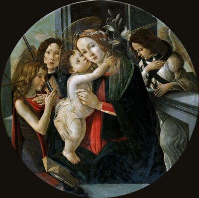 Die Madonna und das Kind mit dem heiligen Johannes und zwei Engeln von Sandro Botticelli