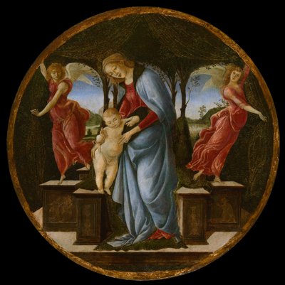 Jungfrau und Kind mit zwei Engeln von Sandro Botticelli