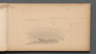Skizzenbuch, Seite 04: Meereslandschaft mit Farbanmerkungen, 1859 von Sanford Robinson Gifford