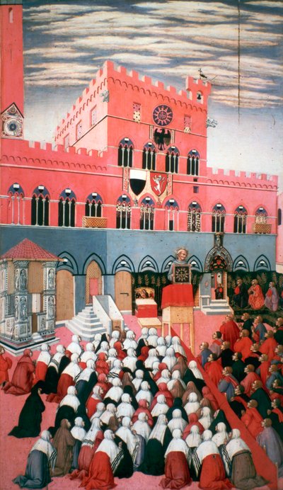 La predica di San Bernardino, ca. 1426-1481 von Sano di Pietro