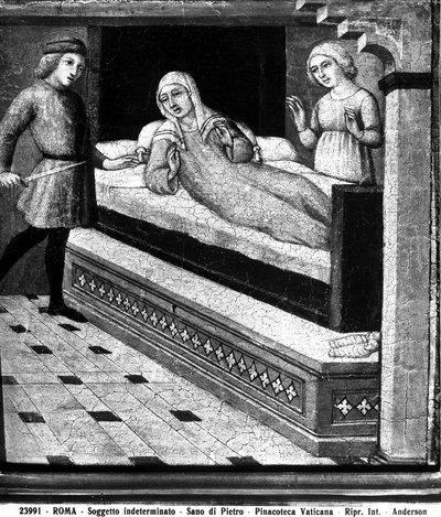 Wunder des totgeborenen Babys, ca. 1450 von Sano di Pietro