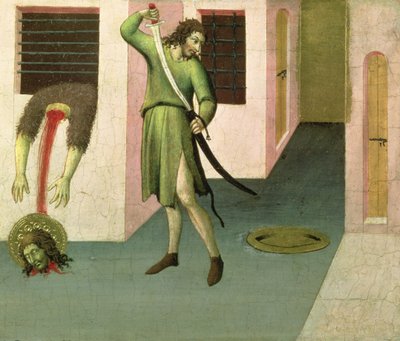 Die Enthauptung von Johannes dem Täufer (Tempera auf Holz) von Sano di Pietro