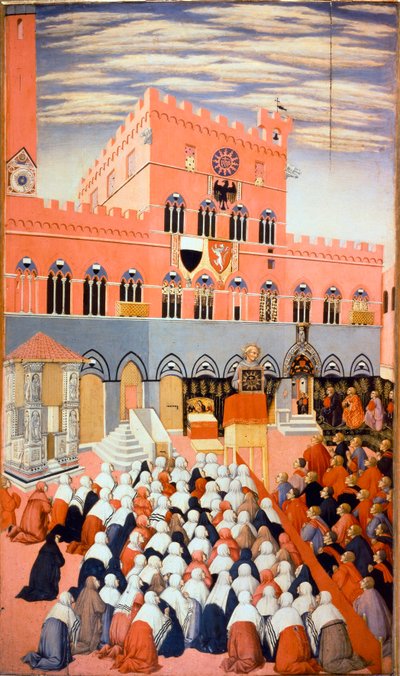 Die Predigt von Bernardino von Siena von Sano di also Ansano di Pietro di Mencio Pietro