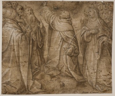 Die Heiligen Dominikus, Katharina von Siena und eine Gruppe anderer Heiliger von Sante Creara de Fochegioli