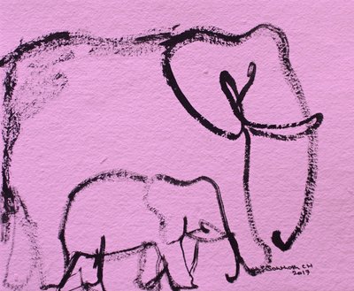 Rosa Elefantenfamilie von Santhosh ch