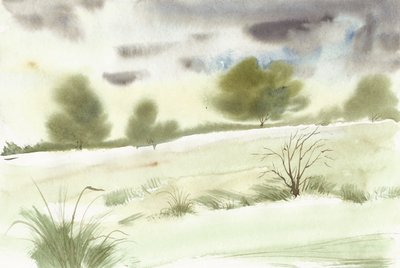 Gelassene Aquarell-Landschaft von Santhosh ch