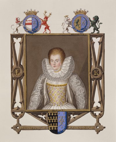 Porträt von Lettice Knollys (ca. 1541-1634), Tochter von Sir Francis Knollys aus Memoirs of the Court of Queen Elizabeth, veröffentlicht 1825 von Sarah Countess of Essex