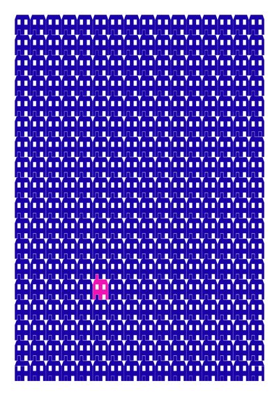 Blaues Papierhaus Wiederholungsdruck von Sarah Evans