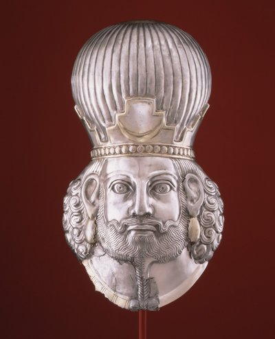 Kopf eines Königs, ca. 4. Jahrhundert (Silber, Quecksilbervergoldung) von Sasanian School
